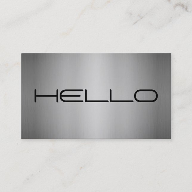 Moderner Minimalist gebürstetes Metall hallo Visitenkarte (Vorderseite)