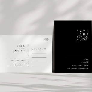 Moderner Minimalist   Schwarze Save The Date Postk Einladungspostkarte