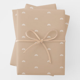 Moderner Minimalistisch Beige Boho Rainbow Geschenkpapier Set