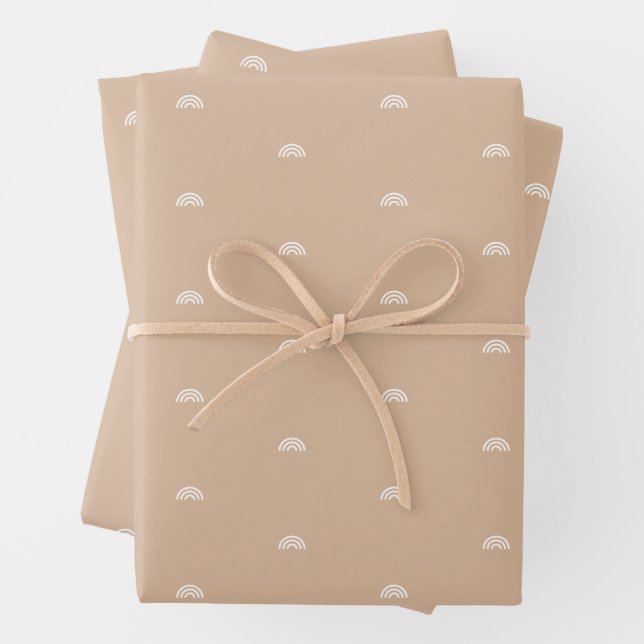 Moderner Minimalistisch Beige Boho Rainbow Geschenkpapier Set (Beispiel)