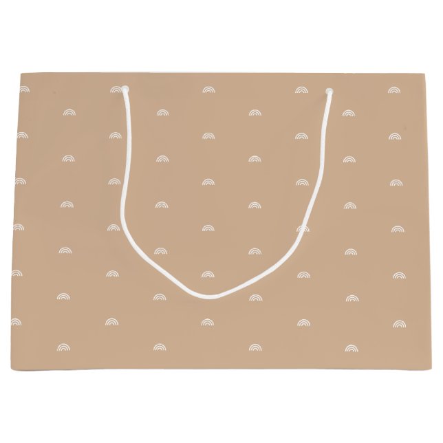 Moderner Minimalistisch Beige Boho Rainbow Große Geschenktüte (Vorderseite)