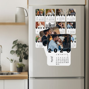 Moderner minimalistischer August 2026 Fotokalender Magnet