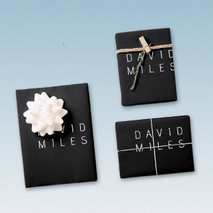 Moderner minimalistischer, bearbeitbarer Name Sc Geschenkpapier Set