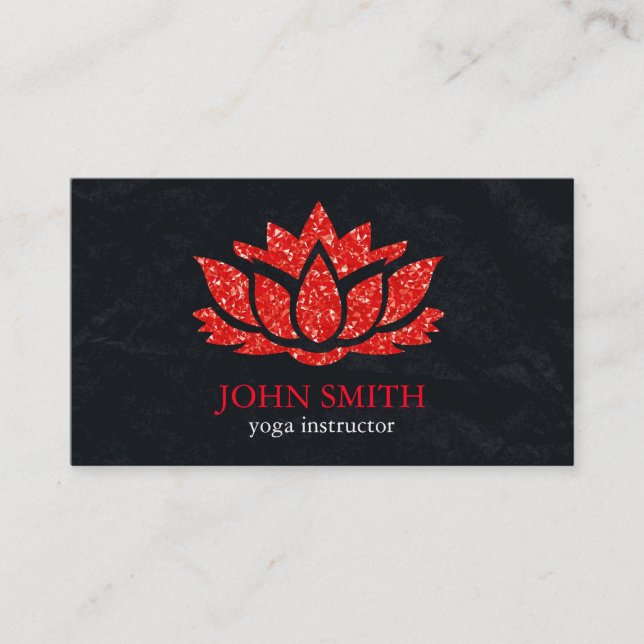 Moderner Minimalistischer Black Red Lotus Yoga Ins Visitenkarte (Vorderseite)