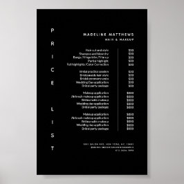 Moderner Minimalistischer Black Salon Preis List S Poster