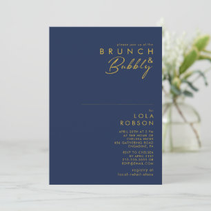 Moderner Minimalistischer Blaugoldbrunch Einladung