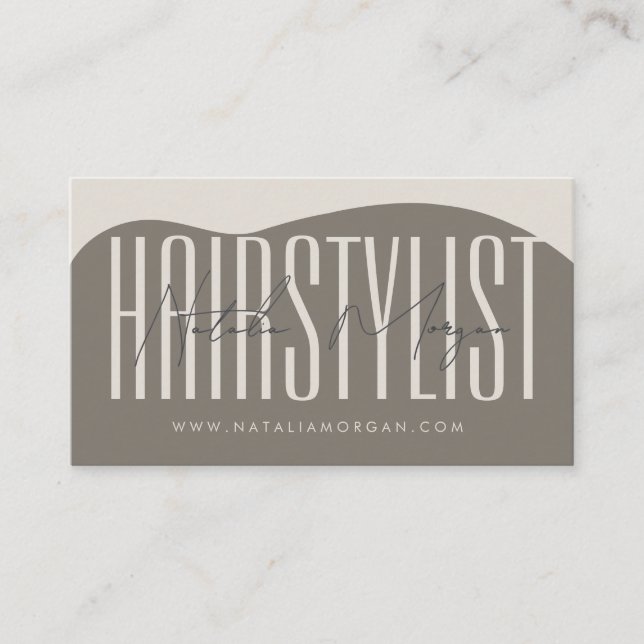 Moderner minimalistischer Boho-Bogen-Friseur Visitenkarte (Vorderseite)