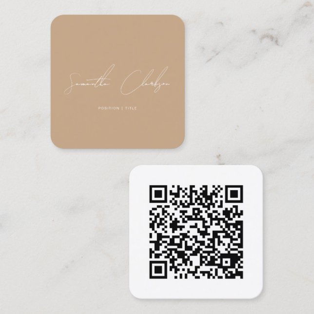 Moderner Minimalistischer Boho Handgeschriebener Q Quadratische Visitenkarte (Vorne/Hinten)