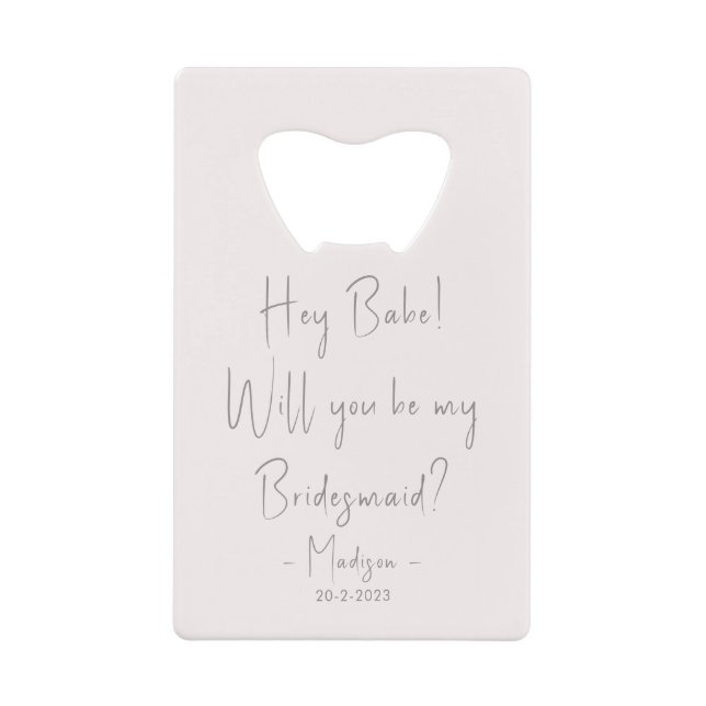 Moderner Minimalistischer Bridesmaid-Vorschlag Scr Geldbeutel Flaschenöffner (Vorderseite)