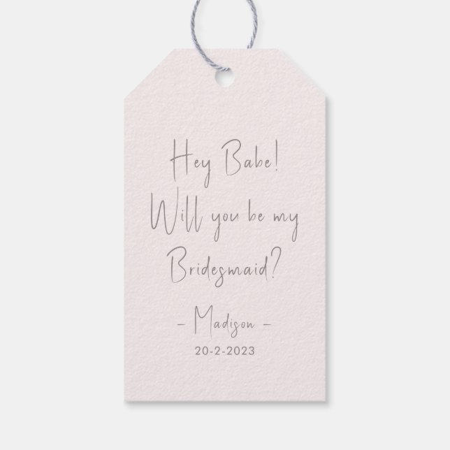 Moderner Minimalistischer Bridesmaid-Vorschlag Scr Geschenkanhänger (Rückseite)