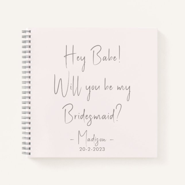 Moderner Minimalistischer Bridesmaid-Vorschlag Scr Notizbuch (Vorderseite)