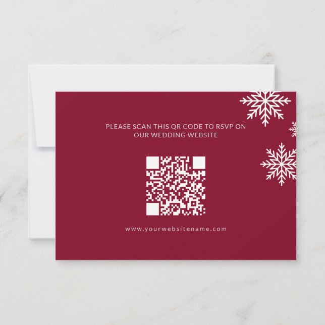 Moderner Minimalistischer Bugundy Winter Wedding Q RSVP Karte (Rückseite)