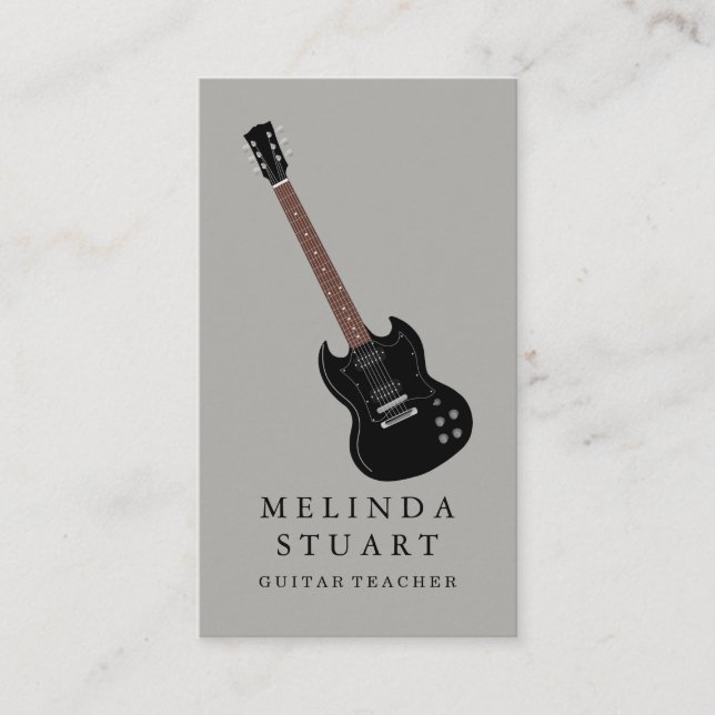 Moderner Minimalistischer Chic Musician Gitarre Le Visitenkarte (Vorderseite)