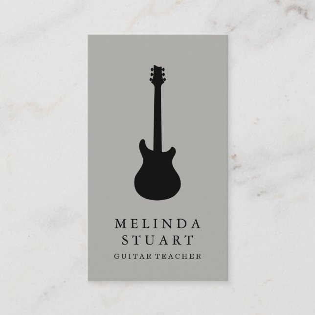 Moderner Minimalistischer Chic Musician Gitarre Le Visitenkarte (Vorderseite)