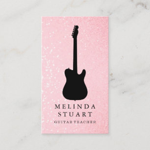Moderner minimalistischer Chic Musiker Gitarrenleh Visitenkarte