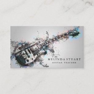 Moderner minimalistischer chic Musiker Gitarrenleh Visitenkarte