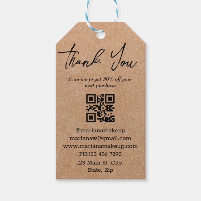 Moderner minimalistischer Dank für Business qr Geschenkanhänger (Vorderseite)
