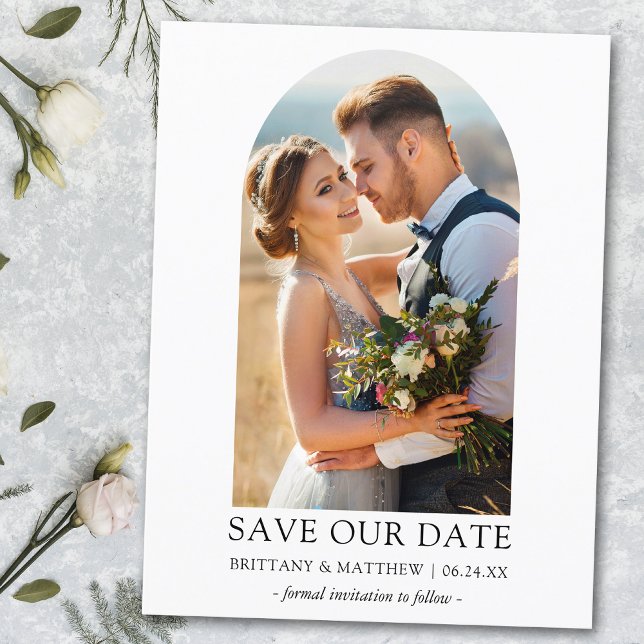 Moderner Minimalistischer einfacher Foto-Arch Rett Postkarte (Customize to change text size or text style.)