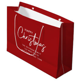Moderner Minimalistischer Eleganter Roter Happy Ho Große Geschenktüte