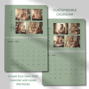 Moderner minimalistischer Familienfoto-Kalender 20 Kalender