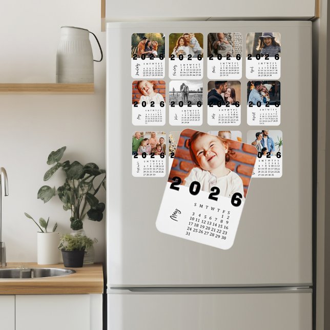 Moderner Minimalistischer Foto-Kalender Mai 2026 Magnet (Modern Minimalist May 2026 Photo Calendar Magnet)