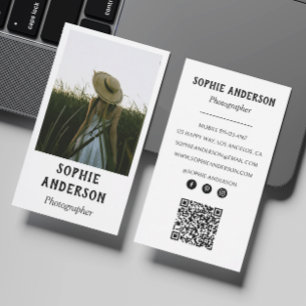 Moderner minimalistischer Fotograf Foto mit QR-Cod Visitenkarte