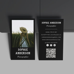 Moderner minimalistischer Fotograf Foto mit QR-Cod Visitenkarte