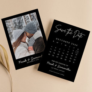Moderner minimalistischer Fotokalender Schwarz Ele Save The Date