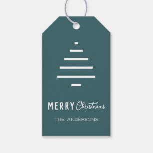Moderner Minimalistischer froher Weihnachten Grüne Geschenkanhänger