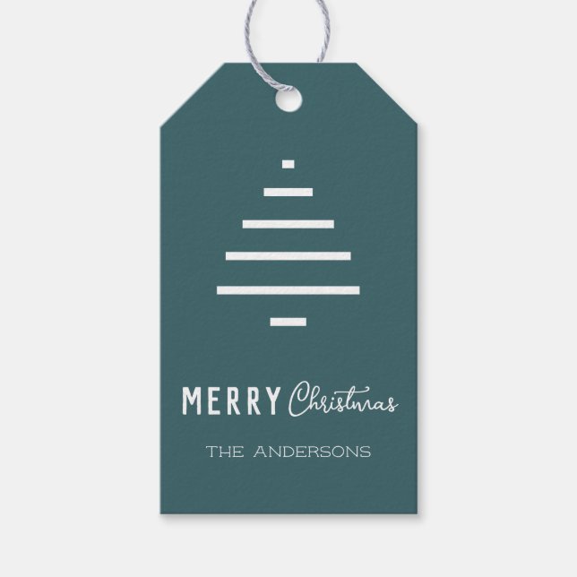 Moderner Minimalistischer froher Weihnachten Grüne Geschenkanhänger (Vorderseite)