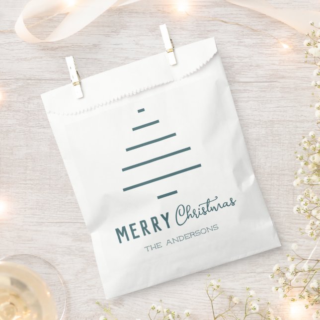 Moderner Minimalistischer froher Weihnachten Grüne Geschenktütchen (Ausgeschnitten)