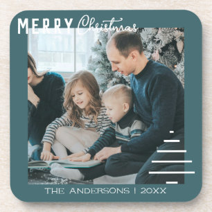 Moderner Minimalistischer froher Weihnachten Grüne Getränkeuntersetzer