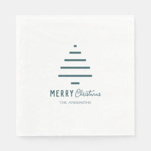 Moderner Minimalistischer froher Weihnachten Grüne Serviette