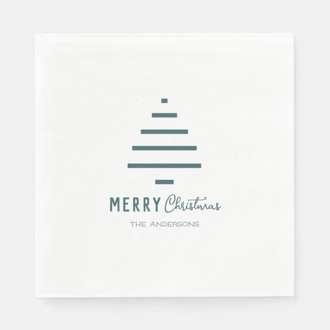 Moderner Minimalistischer froher Weihnachten Grüne Serviette (Vorderseite)