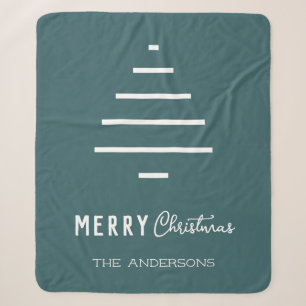 Moderner Minimalistischer froher Weihnachten Grüne Sherpadecke