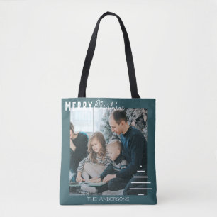 Moderner Minimalistischer froher Weihnachten Grüne Tasche