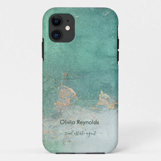 Moderner Minimalistischer, gewitterter Aquamariner Case-Mate iPhone Hülle (Rückseite)