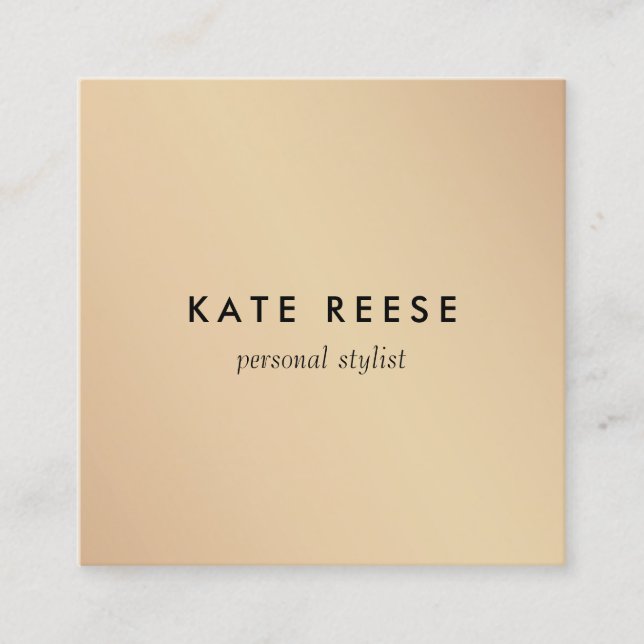 Moderner Minimalistischer Gold Beruflicher Stylist Quadratische Visitenkarte (Vorderseite)