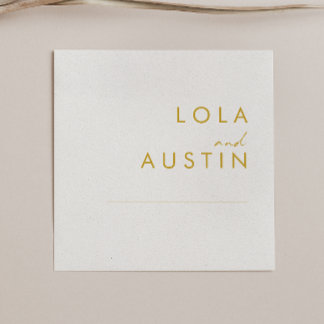 Moderner Minimalistischer Gold Schriftart Hochzeit Serviette