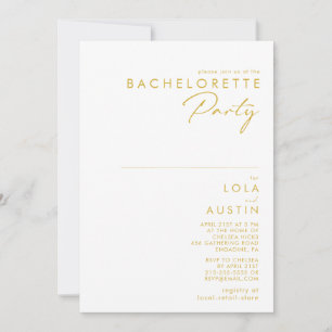 Moderner Minimalistischer Gold Schriftart Junggese Einladung