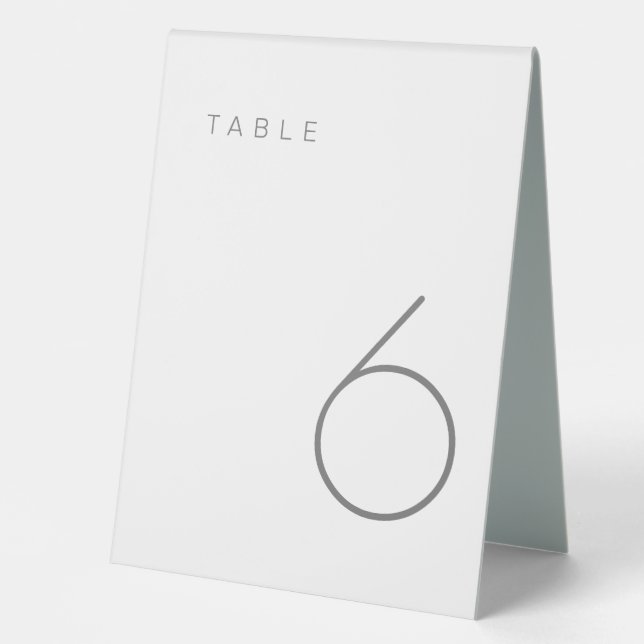 Moderner Minimalistischer Grautisch mit weißer Tis Tischaufsteller (Vorderseite)