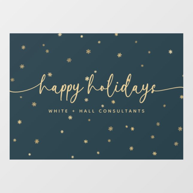 Moderner Minimalistischer Happy Holidays Firmennam Fensteraufkleber (Blatt)