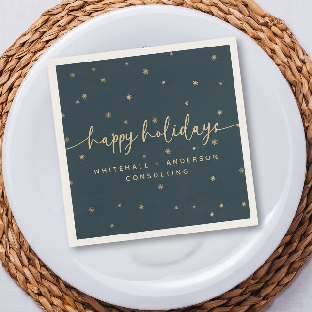 Moderner Minimalistischer Happy Holidays Firmennam Serviette (Von Creator hochgeladen)