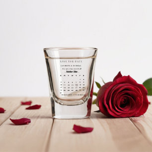 Moderner Minimalistischer Hochzeitkalender Save th Schnapsglas