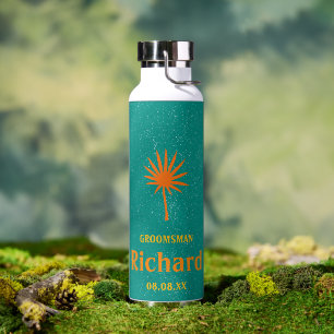 Moderner Minimalistischer Hochzeitsstift Aquamarin Trinkflasche