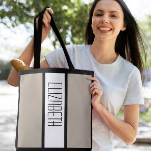 Moderner Minimalistischer Individuelle Name Tan St Tasche