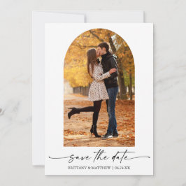 Moderner Minimalistischer Ink Script Foto Arch Save The Date