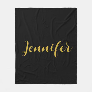 Moderner Minimalistischer Kalligraphiename Black G Fleecedecke