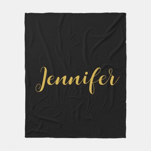 Moderner Minimalistischer Kalligraphiename Black G Fleecedecke (Vorderseite)
