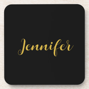 Moderner Minimalistischer Kalligraphiename Black G Getränkeuntersetzer
